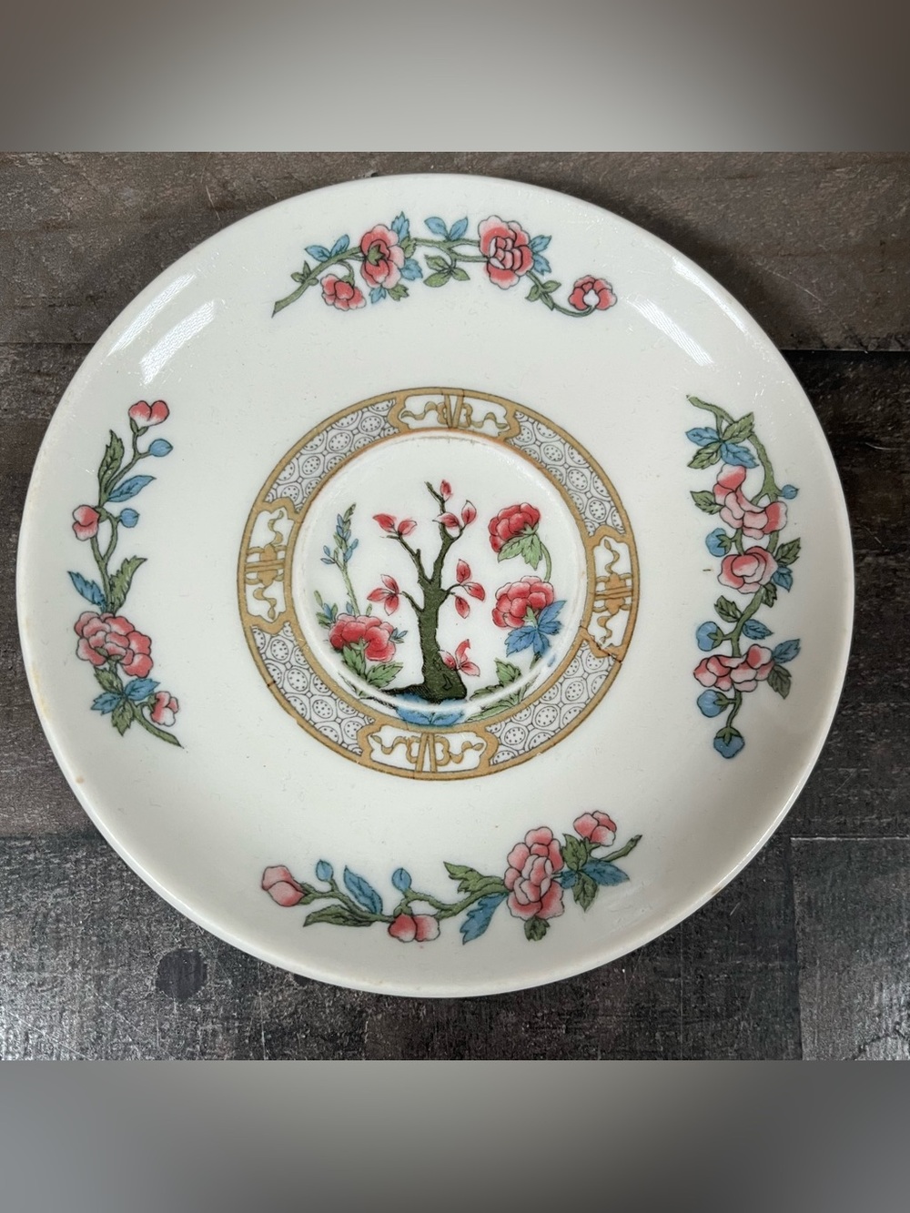 Scammell Lamberton Restaurant Indian Tree Pink Flower Blossom 5.5” Bread Plate